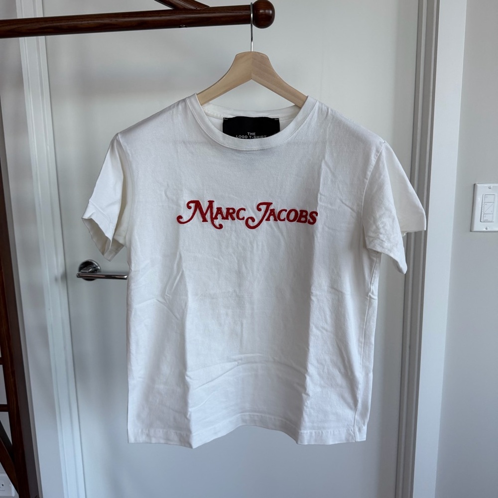 Marc Jacobs White Tee with Red Embroidery - Relaxed Fit